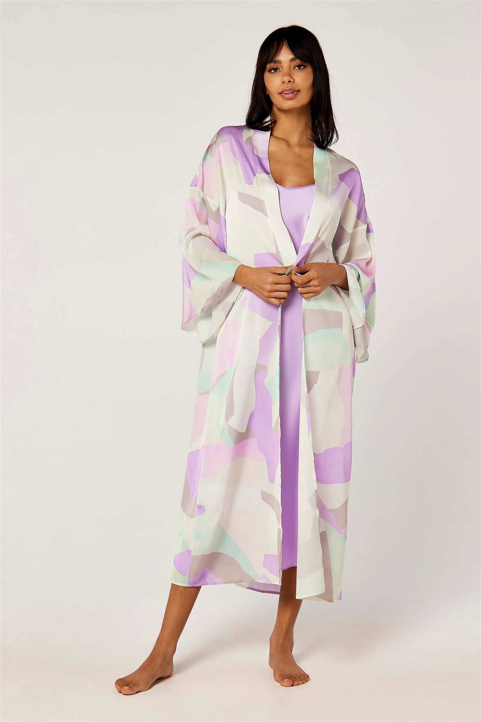 Pastel Printed Kimono Robe