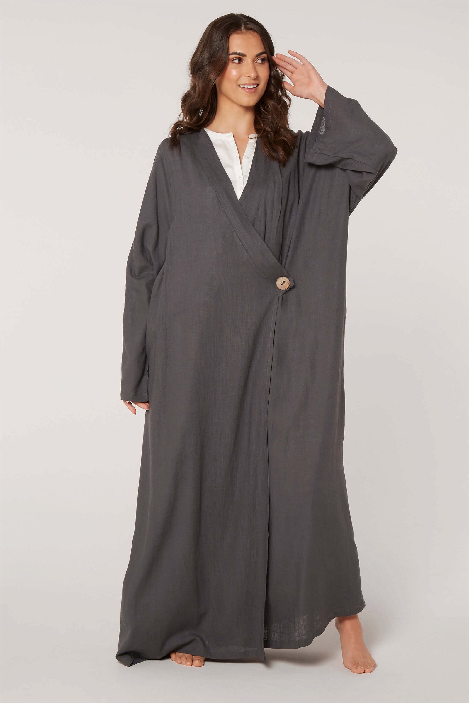 Linen Wrap Kimono Abaya