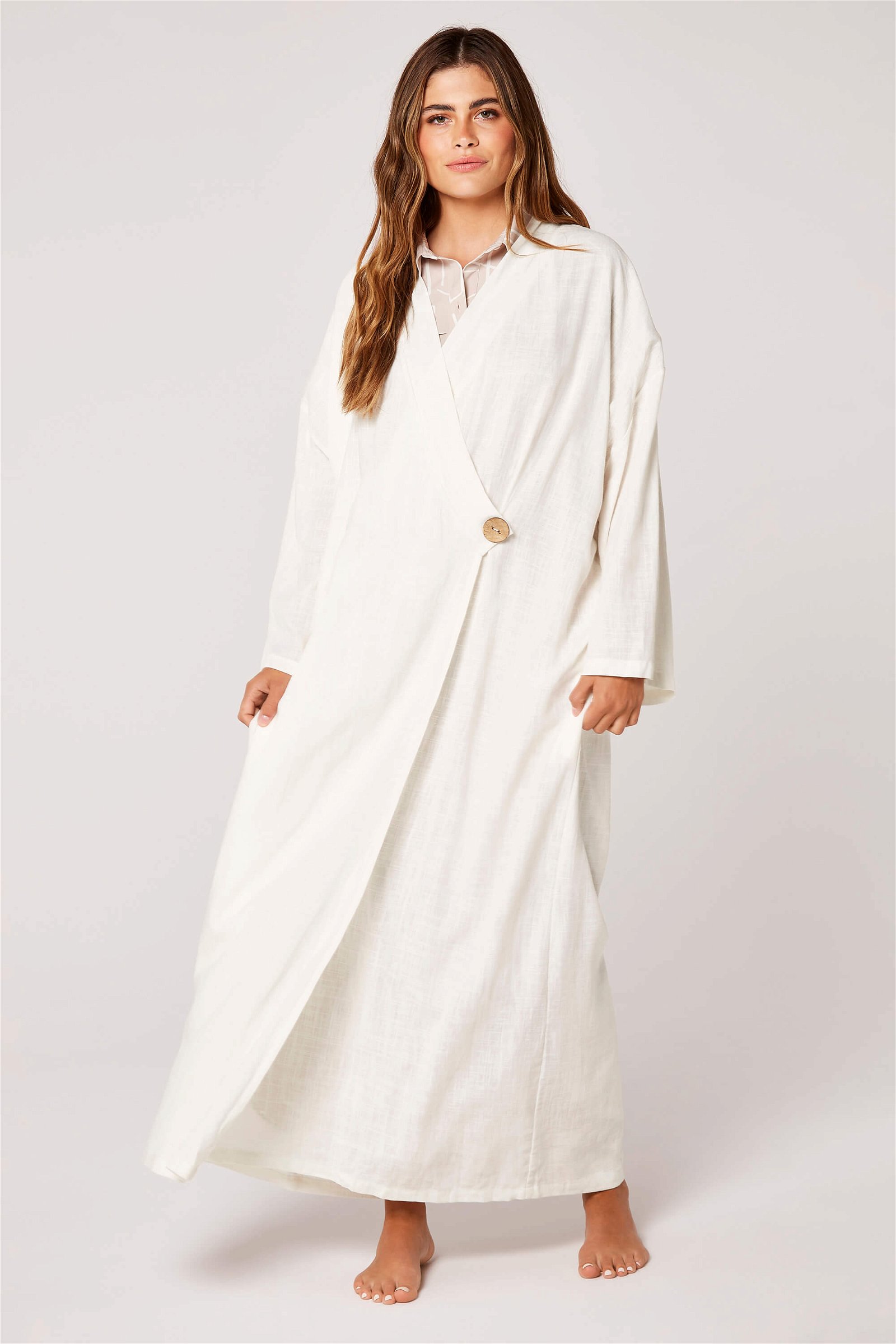 Linen Wrap Kimono Abaya