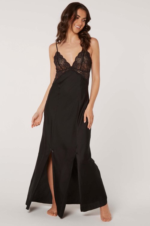Maxi Slip Gown with Lace