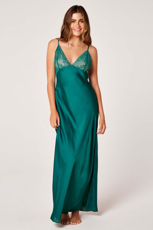 Maxi Slip Dress with Lace