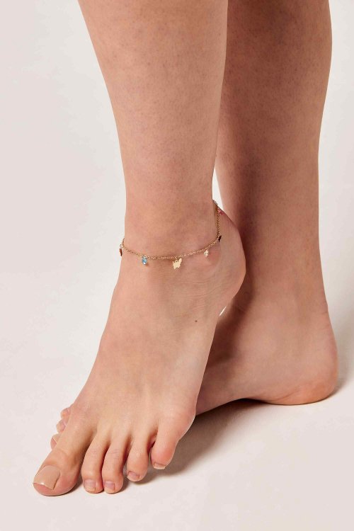 Golden Ankle Chain with Beads